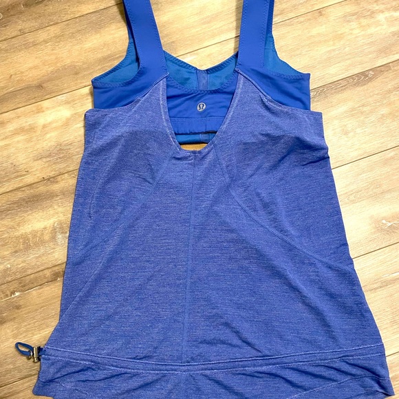 Lululemon Run For Your Life Tank Layered Built in Bra royal blue/purple Sz 4 - Picture 6 of 8
